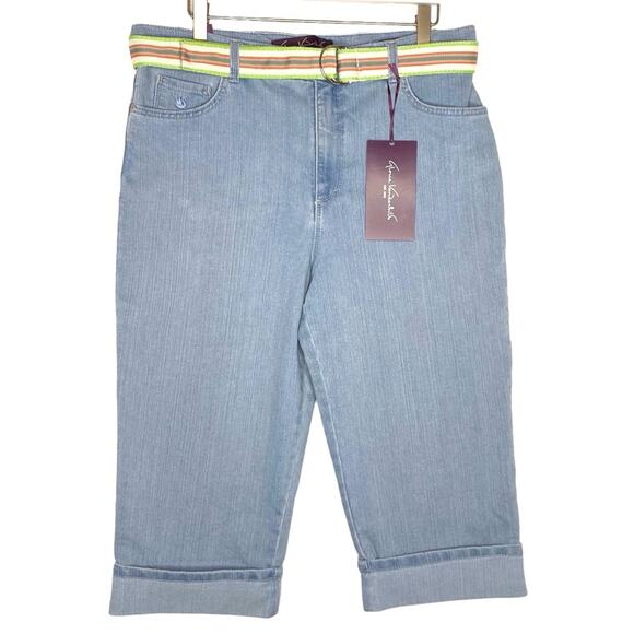 Gloria Vanderbilt Pants - Gloria Vanderbilt Denim Jean Capris Blue Amanda Classic Fit Belted Cuffed 16P